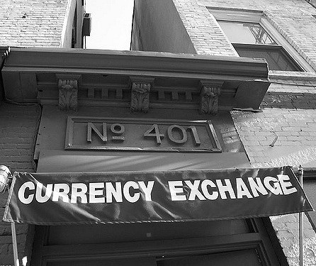 Un bureau de change à New York